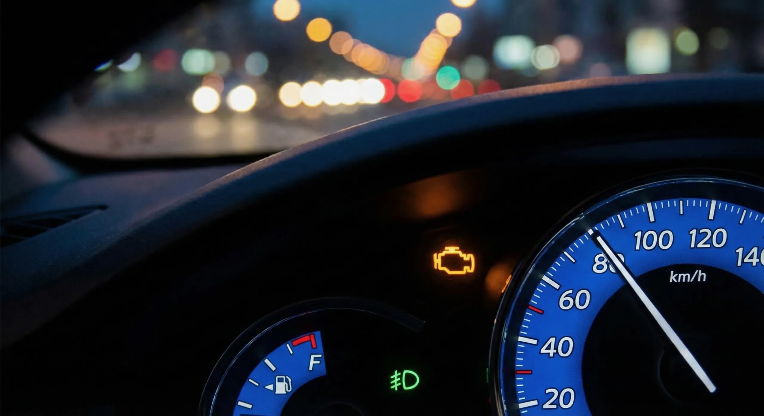 luz de check engine encendida en el dashboard